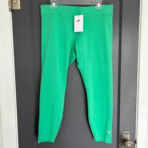 NWT Nike Tight Fit Mid Rise 7/8 Leggings Green Women's XL Cotton Blend Workout